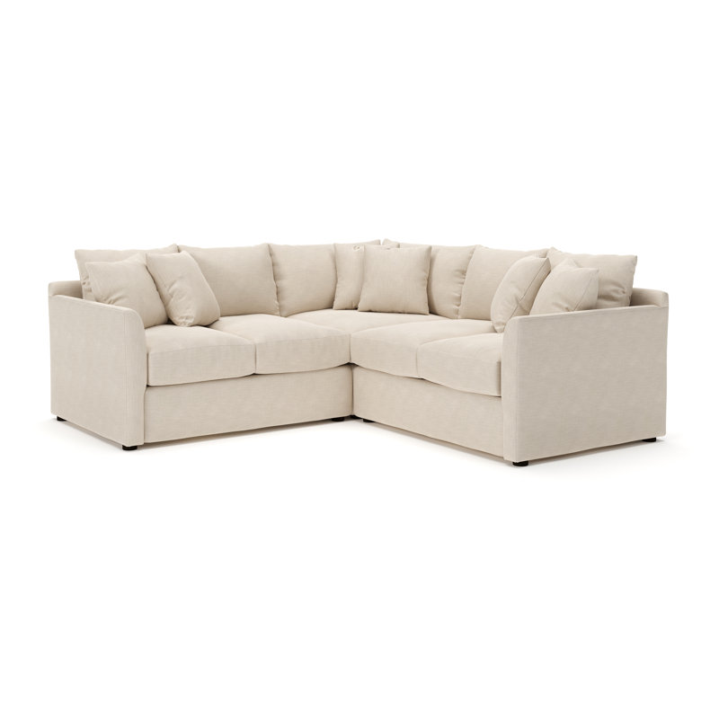 Cecelia Upholstered L-Shaped Sectional, Conversation Ivory Basketweave, Right Hand Facing