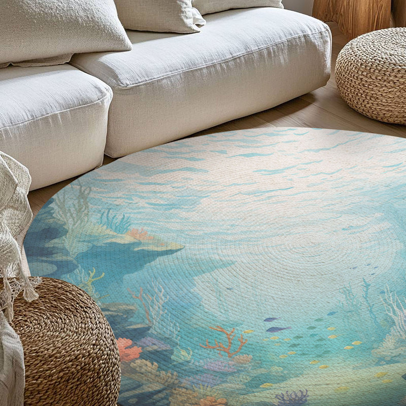 Tapis tressé océan, Rond 5 pi