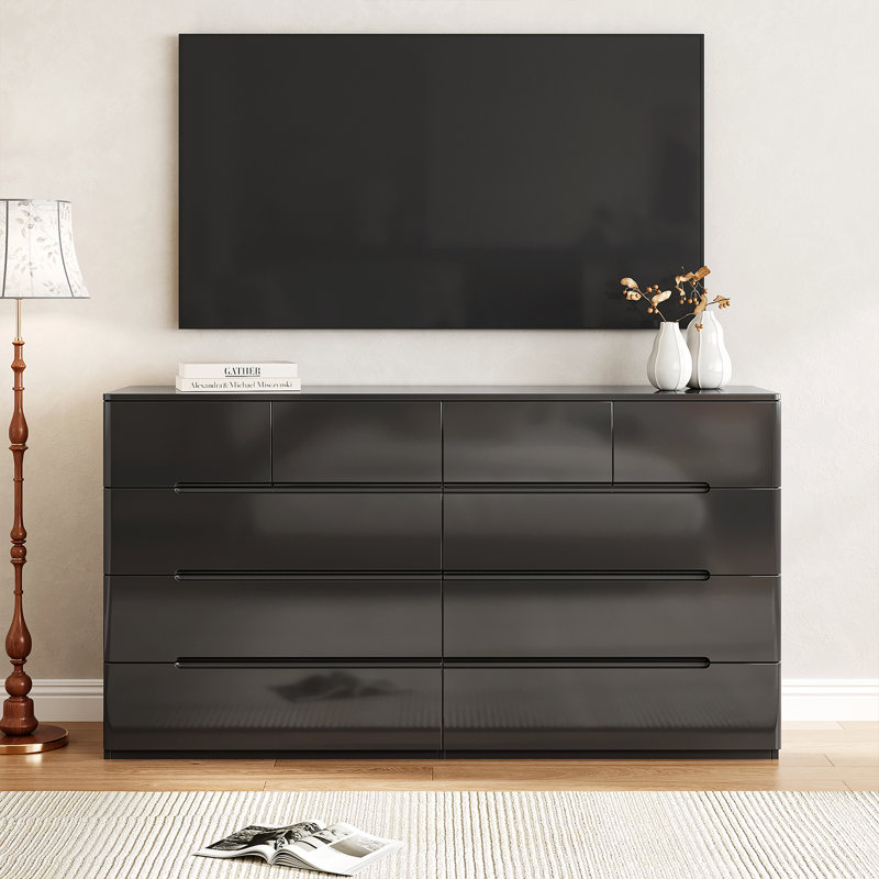 10 Drawer 55'' W Double Dresser, Black