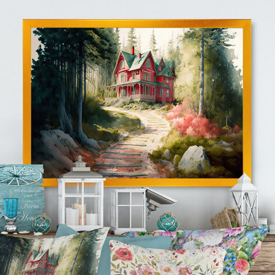 Calm Red Barn In Spring VI - Barn Landscape, art mural encadré