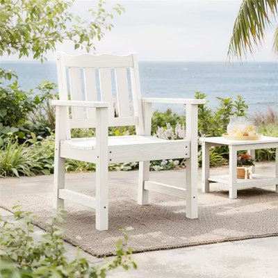 Brylor Patio Dining Chair, All-Weather HIPS Outdoor Dining Armchair