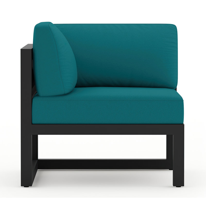 Fauteuil d'angle d'extérieur Smith avec coussins Sunbrella, Toile gris anthracite Sunbrella®, Noir