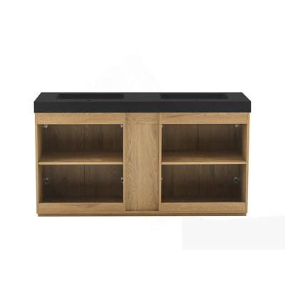 Freestanding Bathroom Vanity with Double Sink and Smart Storage