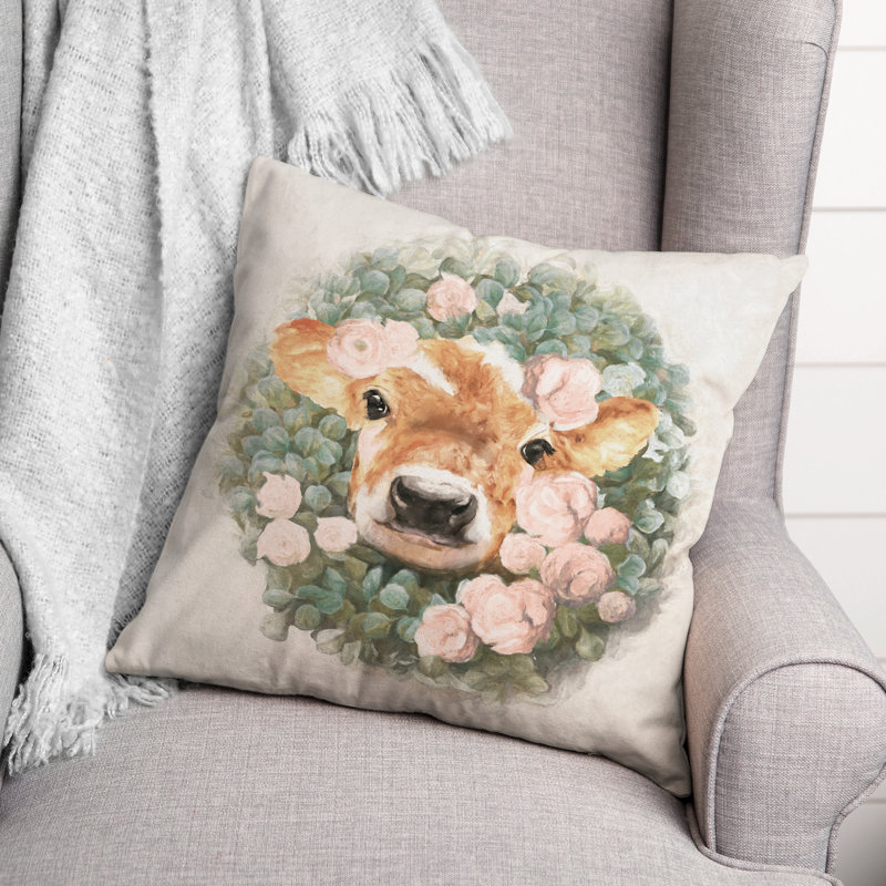 Housse de coussin en forme de vache carrée et insert