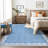 Scalloped Machine Washable Rug Modern Solid Floor Mats with Non-Slip Backing, Stain-Resistant Low Pile Accent Rug, Contemporary Indoor Carpet for Living Room, Bedroom, Office-852550763