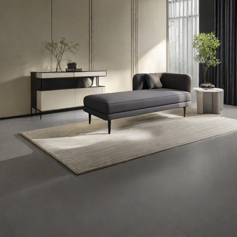 Chaise longue rembourrée Tione, Accoudoir à droite (vu de face), Noir