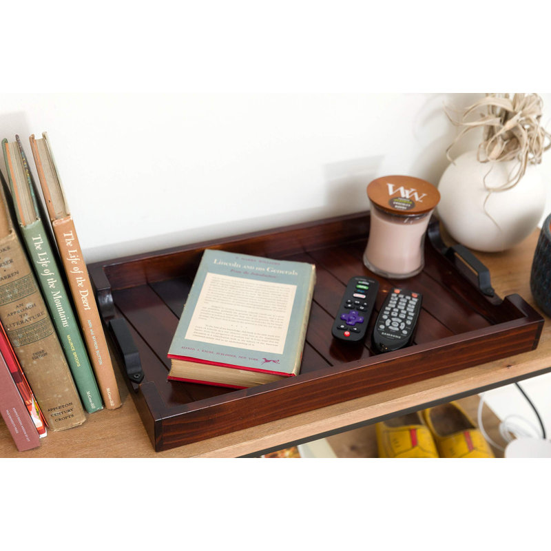 Wooden Serving Tray With Handle, 20” X 12’’, Wooden Tray With Handles, Serving Tray With Handles, Dark Brown