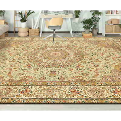 Tapis rectangulaire en laine noué à la main