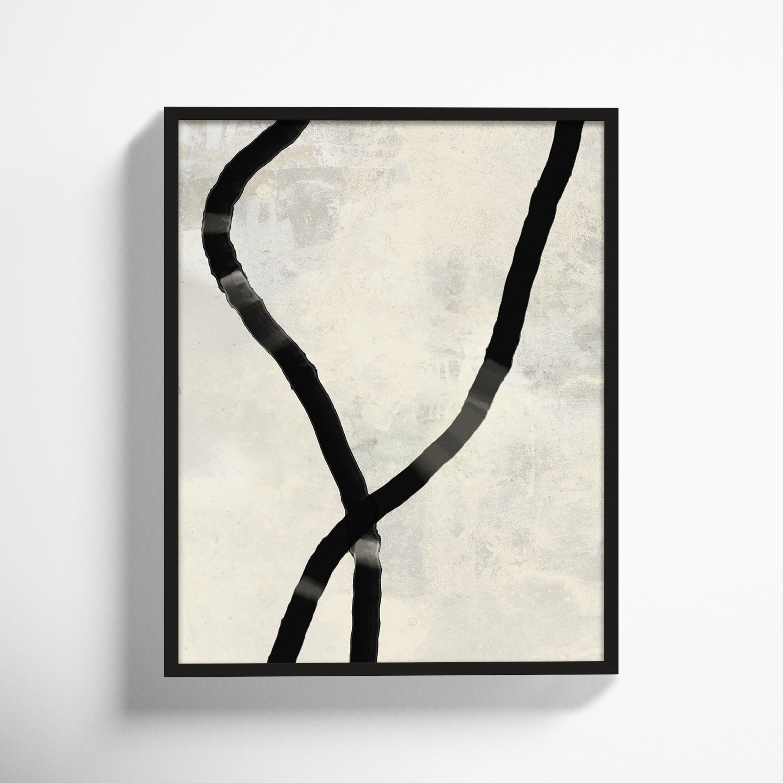 Ropes Series I "Black Rope 5" Print, 20" H x 16" W x 1.25" D, Black