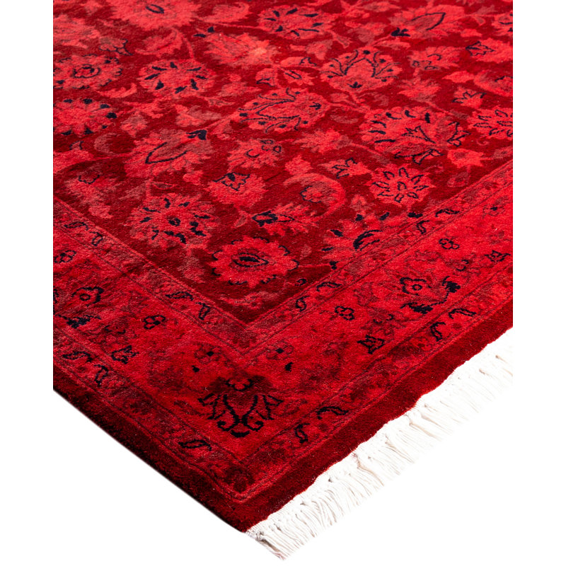 Overdyed Hand-Knotted Wool Modern-Contemporary Pink Area Rug 3' 1" x 5' 3"