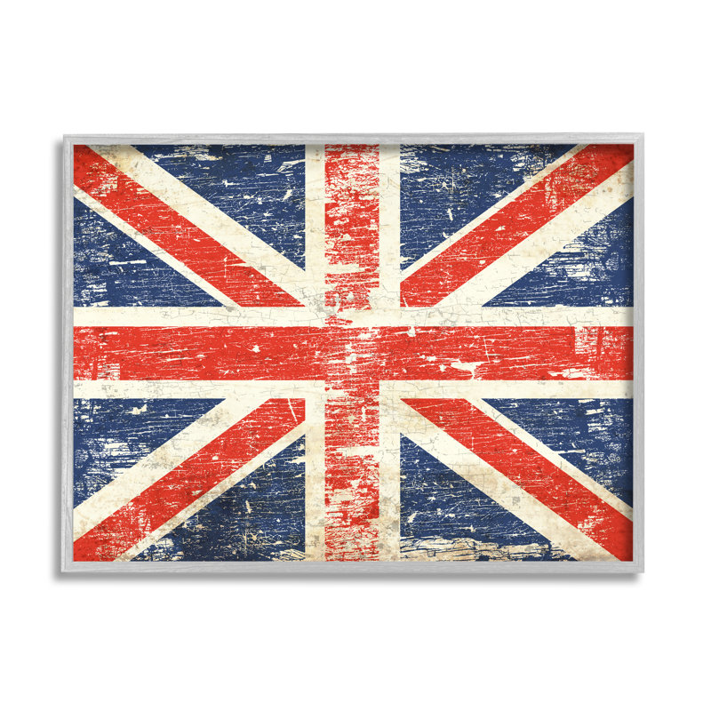 Drapeau rustique du Royaume-Uni encadré sur bois par Peter Horjus, impression, H 11 po x l 14 po x P 1,5 po