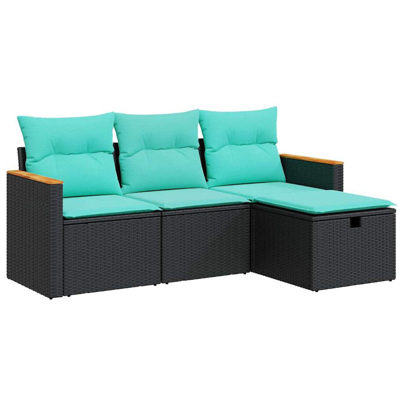 Ensemble de canapé de jardin d'extérieur noir et bleu