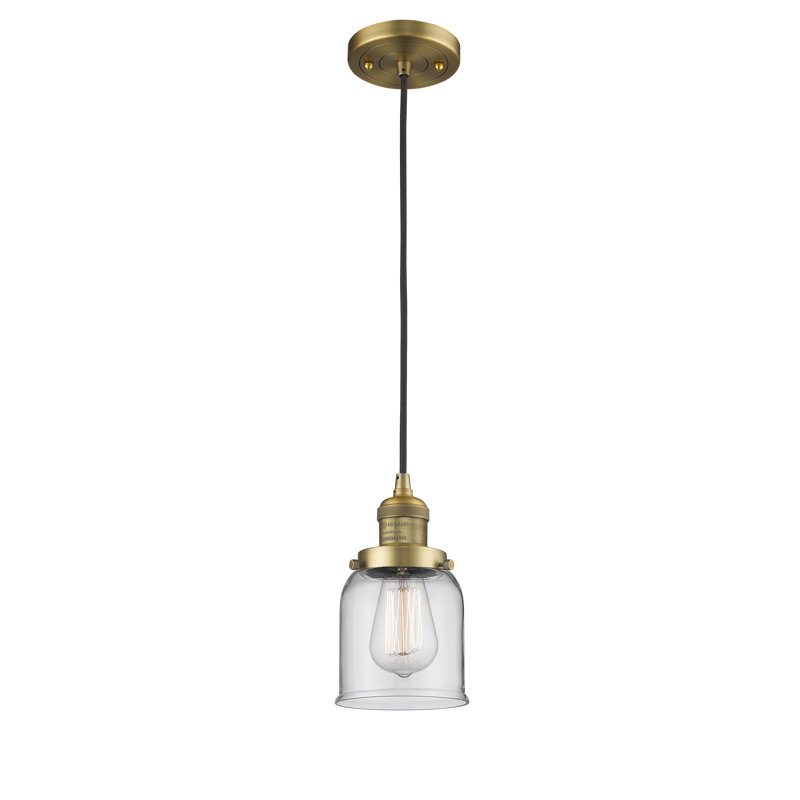 Saenz 1 - Light Single Pendant, 6 Watt Vinage LED Bulb, Clear, Brushed Brass