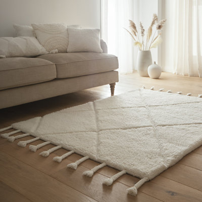 Chequered Wool Machine Tufted Area Rug