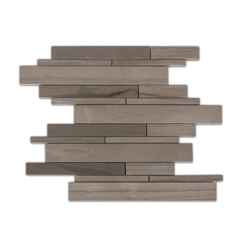 12" x 12" Marble Linear Mosaic Wall & Floor Tile, Warm Gray/Brown