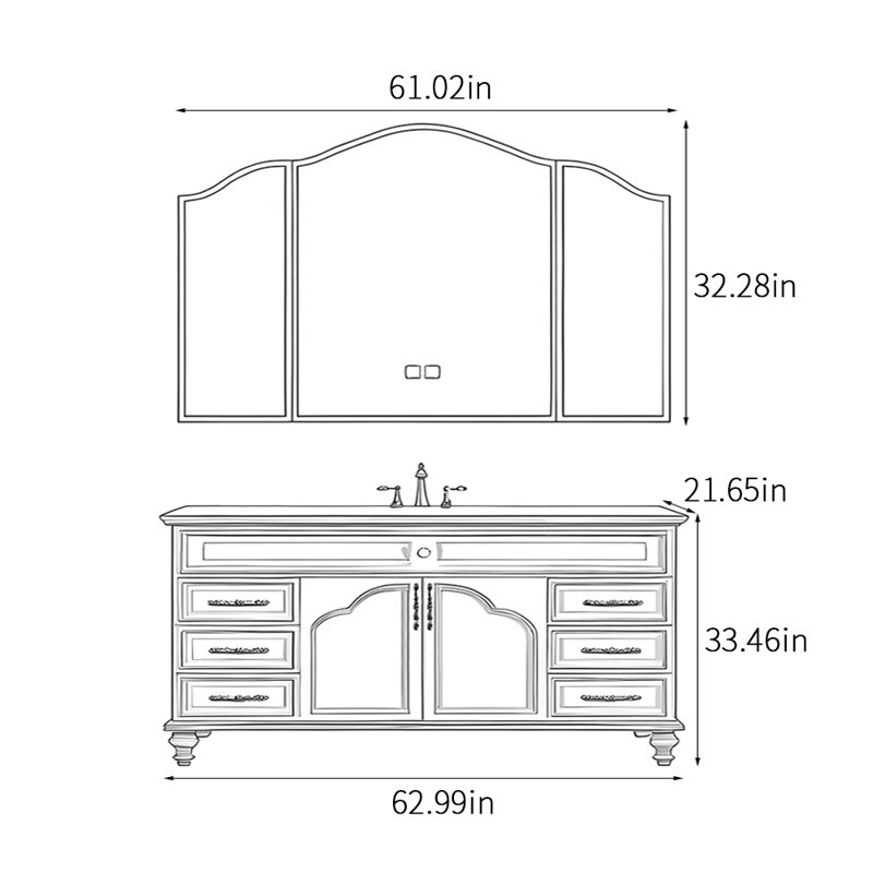 American-style floor-standing bathroom cabinet, 63"