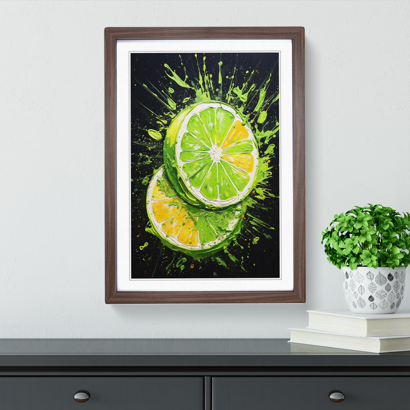 Sliced Lime Action - Framed Print, Walnut , 64cm H x 46cm W x 2cm D