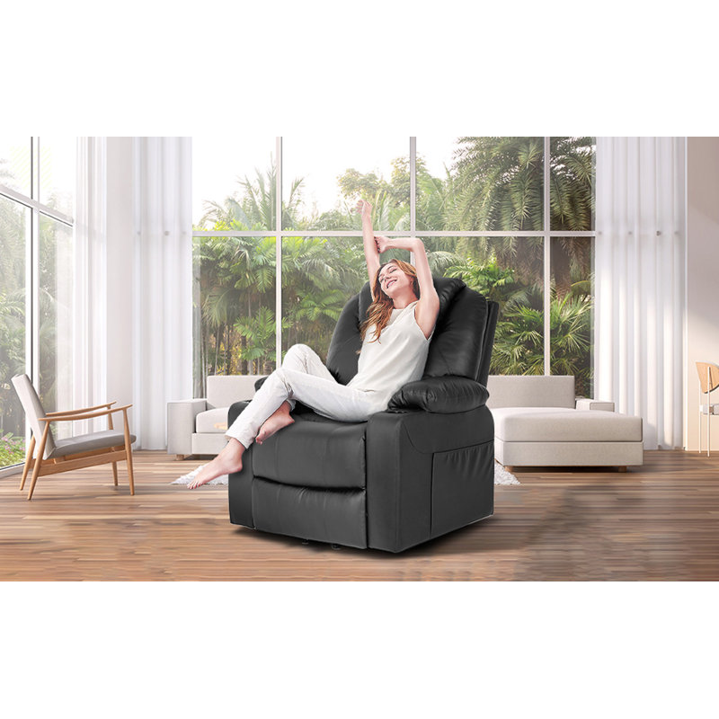 Fauteuil inclinable en cuir Kyvin, Similicuir noir