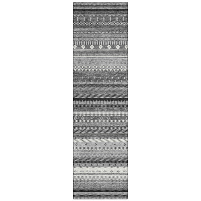 Machine Washable Indoor/Outdoor Husby ACN2218 Striped Rug, Runner 2'3" x 7'6"