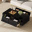 Table basse moderne et ultrabrillante rectangulaire pour le salon avec rangement et base dorée, 4 tiroirs, noir, 47,2 po