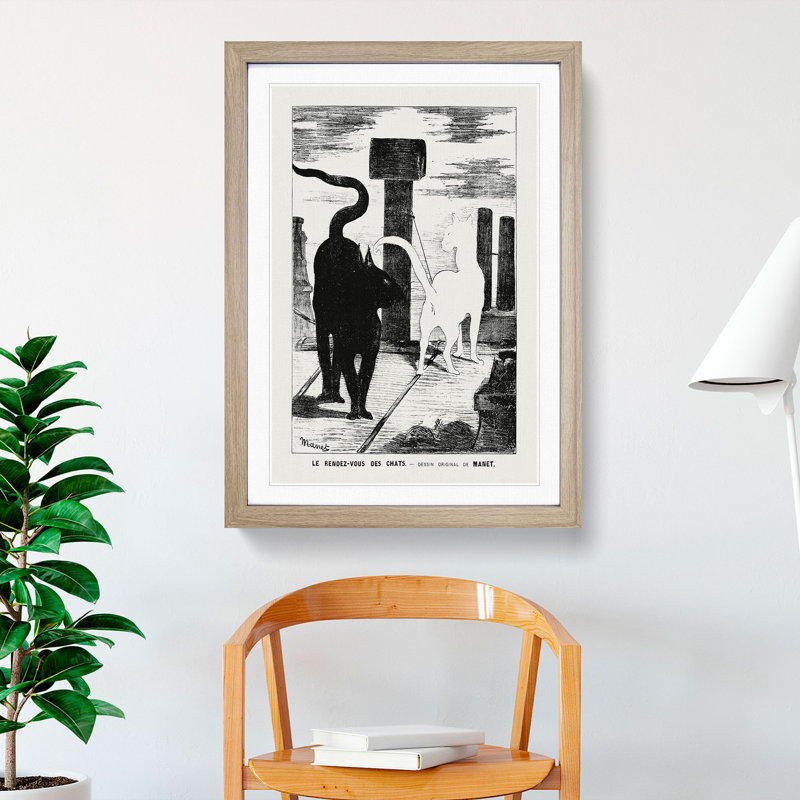 The Cats Rendezvous Vol.2 by Edouard Manet - Picture Frame Painting, Oak Framed, 65cm H x 48cm W x 2cm D