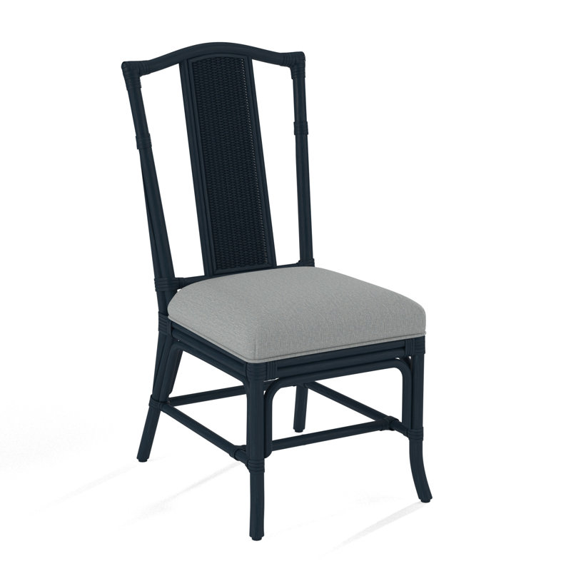 Drury Lane Slat Back Side Dining Chair, Frost White, Light Blue Performance Fabric; 0851-55