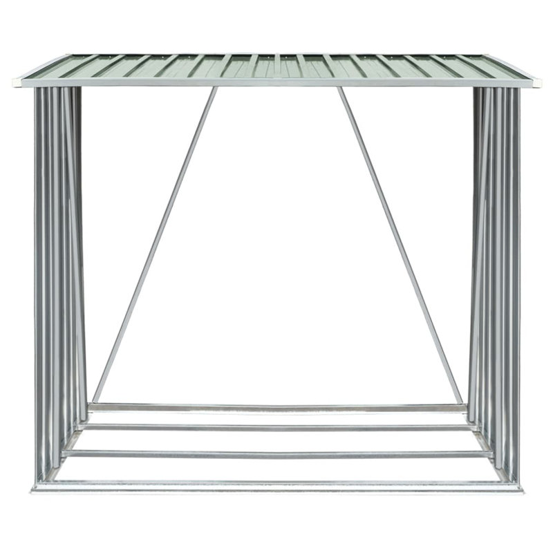 vidaXL Garden Log Storage Shed Galvanised Steel 163x83x154 cm, Green