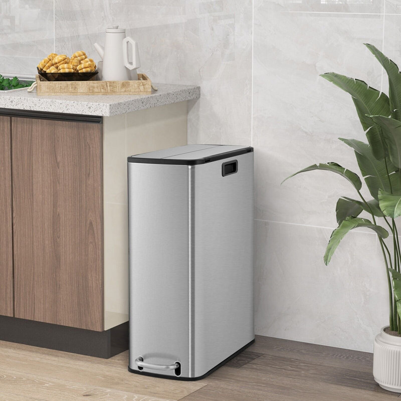 Tangier Stainless Steel Step On Kitchen Trash Can - 10L