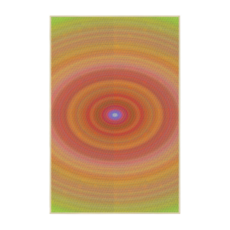 Tapis rouge/vert/orange à motifs, Rectangle 5 pi x 7 pi