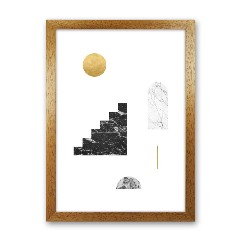 Geometric Shapes No 1 Piece Wall Art, 64cm H x 46cm W x 3cm D, Brown Framed