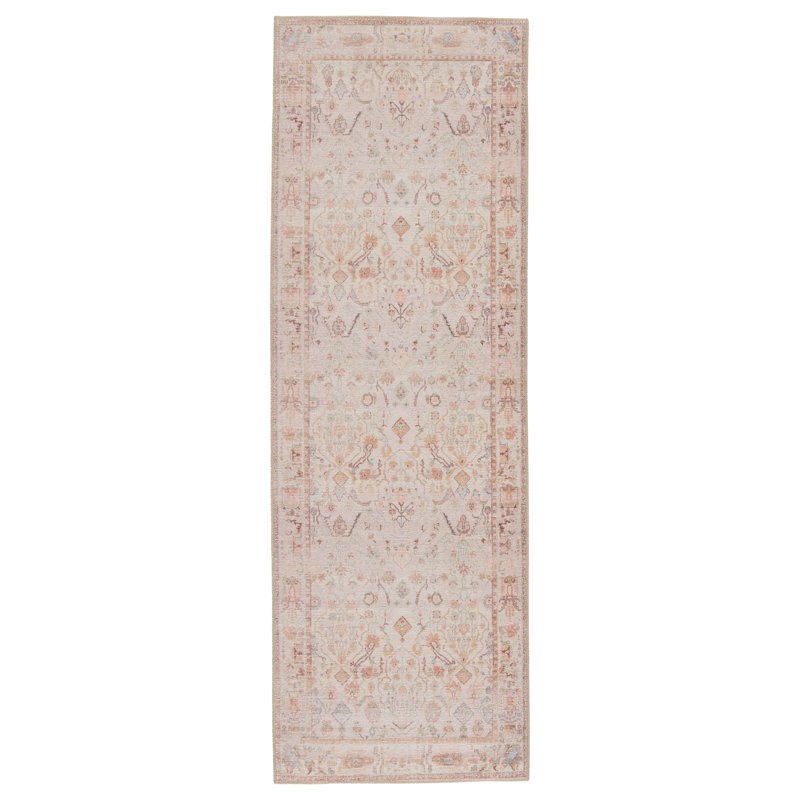 Tapis rosé / bleu Elodie, Tapis de couloir 2 pi 6 po x 7 pi 6 po
