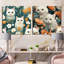 Motif de chat Blossoms bleu sarcelle et blanc pour enfant-1354610489-1354610491