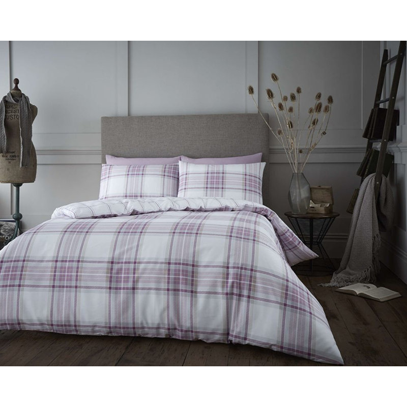 Scholl Chequered Duvet Cover Set with Pillowcases, Green, Super King Duvet Cover + 2 Standard Pillowcases