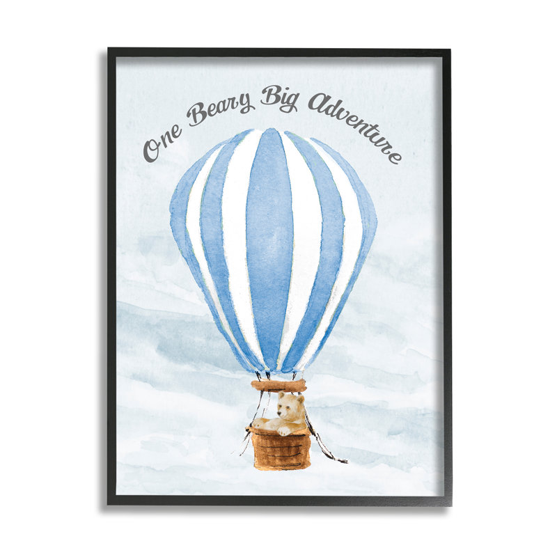 «Beary Big Adventure Balloon», art de la giclée encadrée par Lanie Loreth, Giclée encadrée noir minuit
