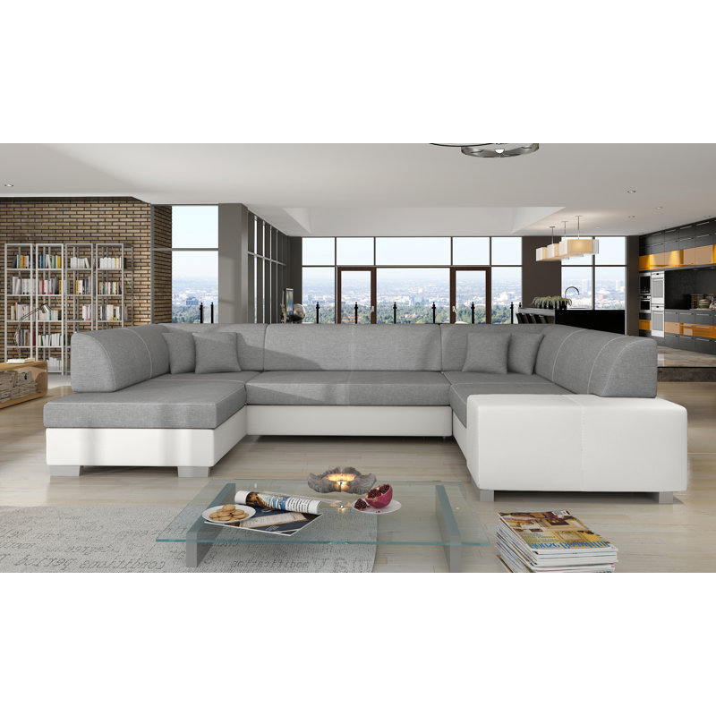 Sharmin 5 Seater Sofa Bed, Left Hand Facing, Grey/White