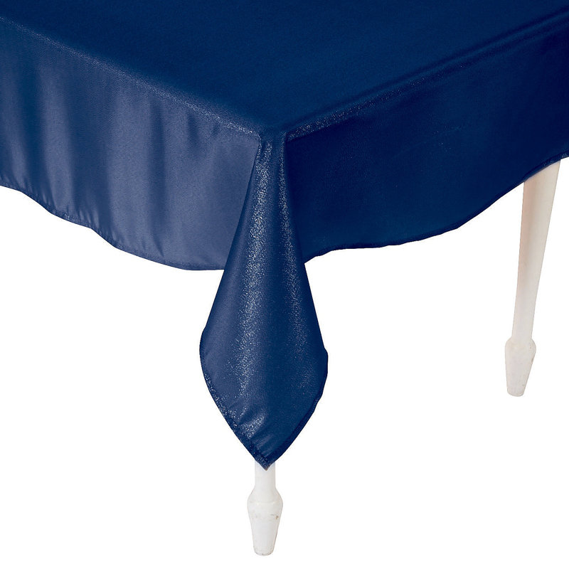 White Rectangle Tablecloth - Wedding - Textile Accents - 1 Piece, Navy