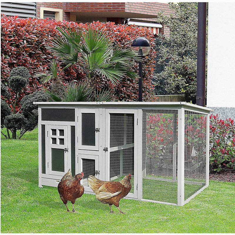 Poulailler d'extérieur en bois de 63 po PawHut, Gris