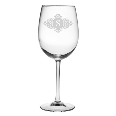 Scroll Monogram 19 oz. Wine Glass Set