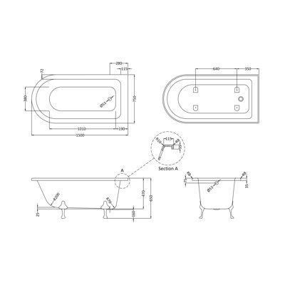 Winterburn x 750mm Soaking Acrylic Bathtub