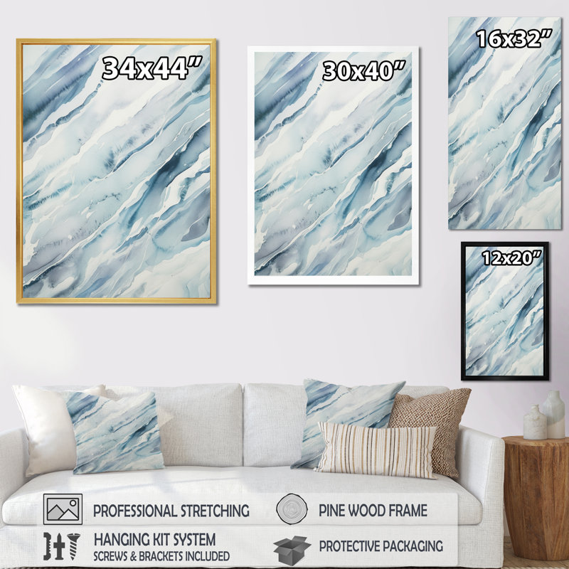 Blue Whirlwind I, reproduction d'art sur toile, Cadre flottant noir, H 40 po x l 30 po x P 1,5 po