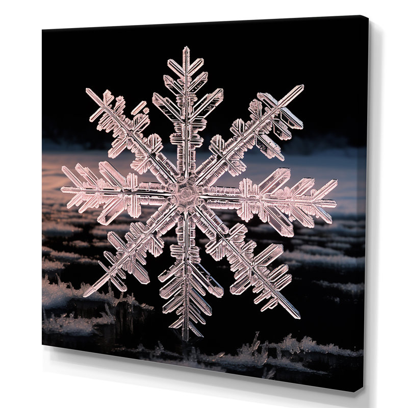Cristal flocon de neige tranquillité II - paysage d'hiver, Toile tendue, H 16 po x l 16 po x P 1 po