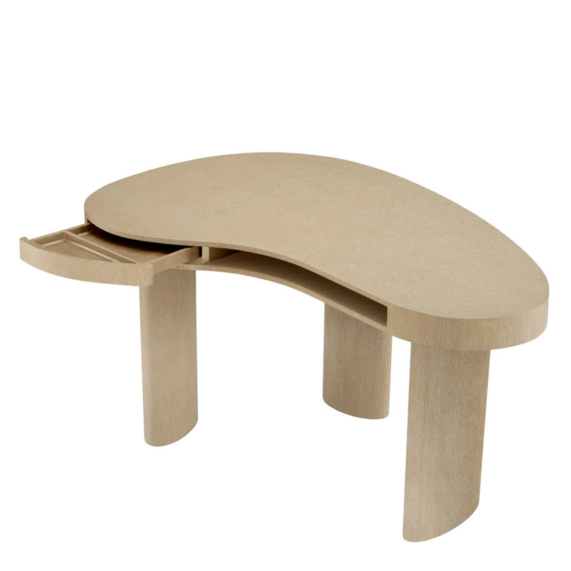 Vence Solid Wood Writing Desk, Washed Oak