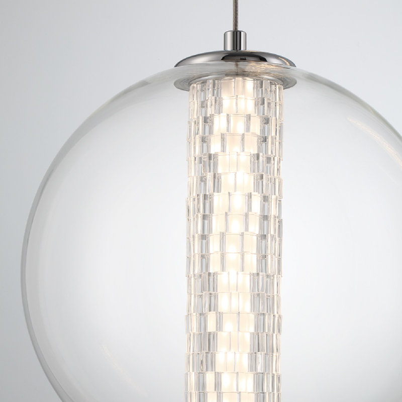 Luminaire suspendu 1 lumière Atomo en chrome, Transparent, Chrome