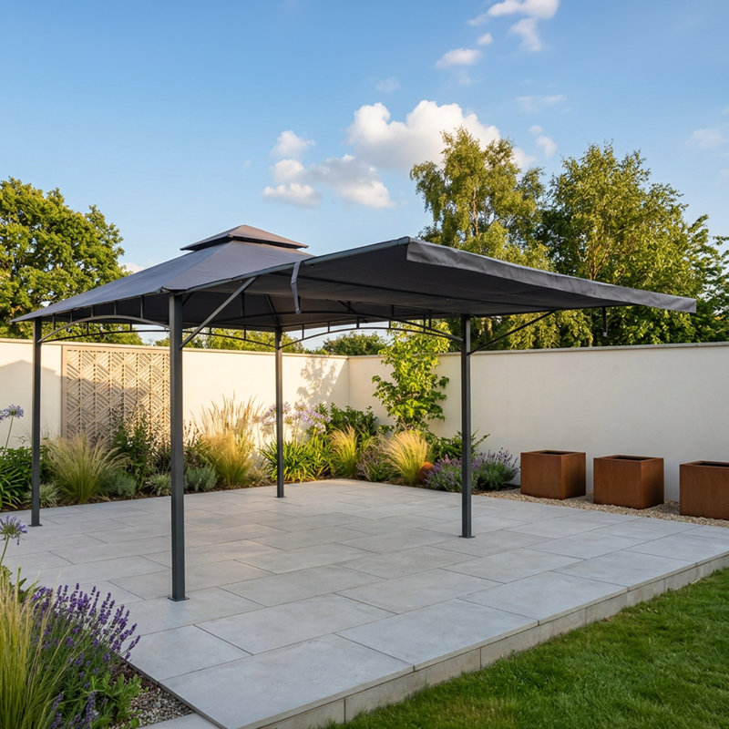 Algarve Awning Gazebo 3.3x3.3m + 2.1m Grey