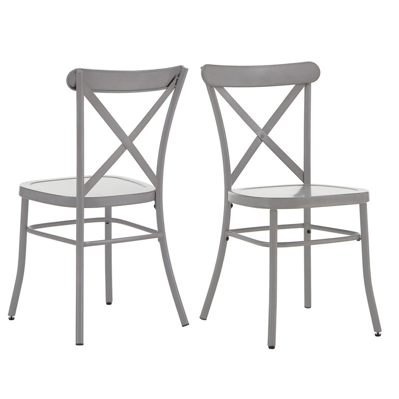 Aliha 18.51'' H Metal Side Chair, Antique Gray