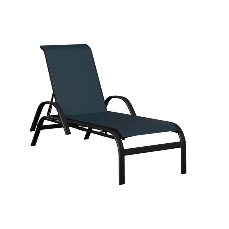 Méridienne en aluminium noir mat Berlin Sling, Noir mat, Bleu très foncé