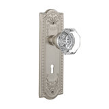 Clear Crystal Waldorf Interior Mortise Door Knob with Meadows Long Plate