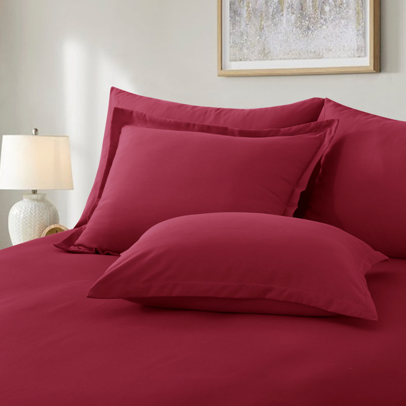 Ensemble d'édredon en microfibre 5/7-pièces , Édredon pour grand lit simple + 4 pièces supplé, Rouge