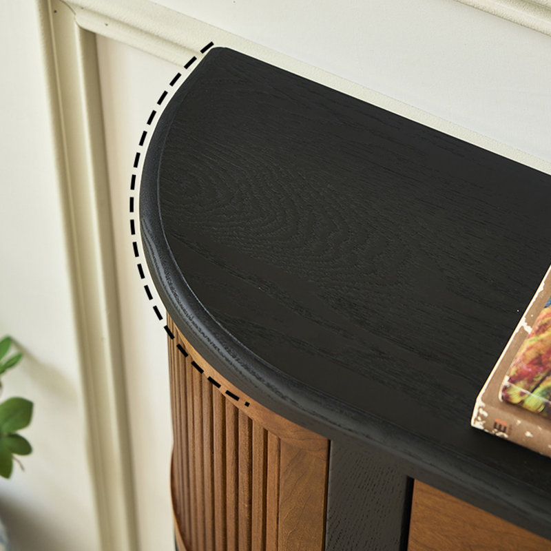 Console en bois massif noir et brun, 31.5