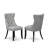 Dallas Parson Kitchen Chairs - Button Tufted Nailhead Light Gray Polyester Fabric Upholstered Dining Chairs, Set of 2, Sand Blasted Black-2090194860